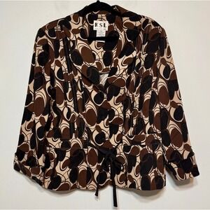 Vintage Karin Stevens Mod Tie-Waist Blazer 16W Office Siren Retro 70s Corp-Core
